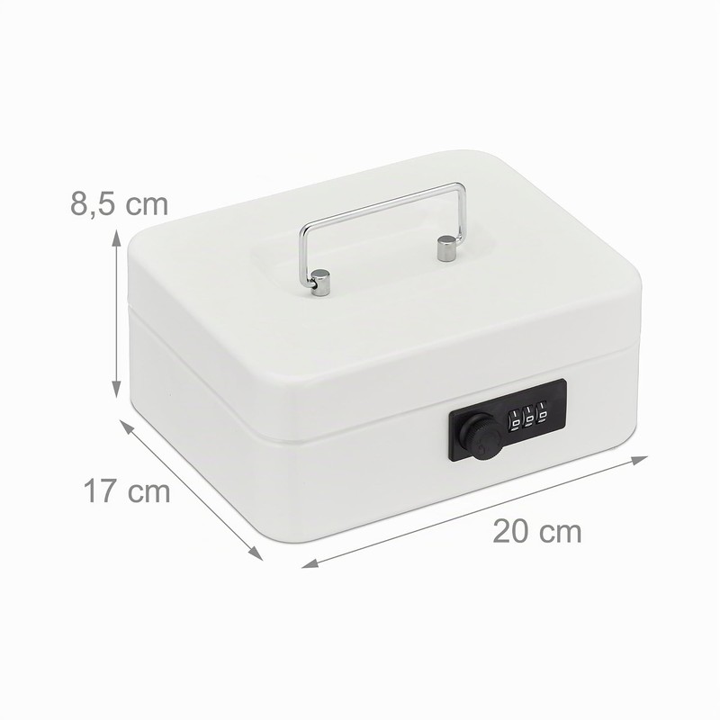 Relaxdays Cash Box, 3-Digit Number Combination, Coin Insert, Iron Money