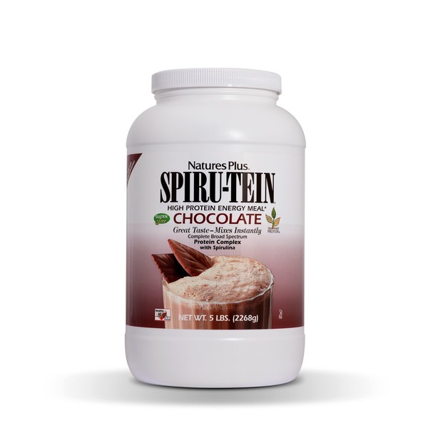 NaturesPlus SPIRU-TEIN Shake - Chocolate - 5 lbs, Spirulina Protein Powder - Plant Based Meal Replacement, Vitamins & Minerals for Energy - Vegetarian, Gluten-Free - 81 Servings