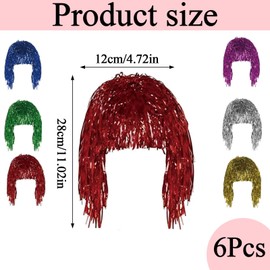 6PCS Hair Tinsel, Party Wigs, Tinsel Wig, Colorful Shiny Photo Props, for Neon Party Masquerade Ball Men and Women Role-Playing Wig Party（Multicolor）