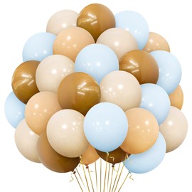 Eitolo Blue Apricot Party Balloons, 30 Pcs 12 Inch Pastel Blue Balloons Retro Apricot Nude Brown Helium Latex Balloons for Baby Shower Wedding Bridal Engagement Boho Birthday Party Decorations