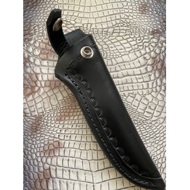 Custom Leather Right Hand Knife Sheath Fits Buck 105 or Schrade Golden Spike Knife, Fixed Blade Knife Holder, Black