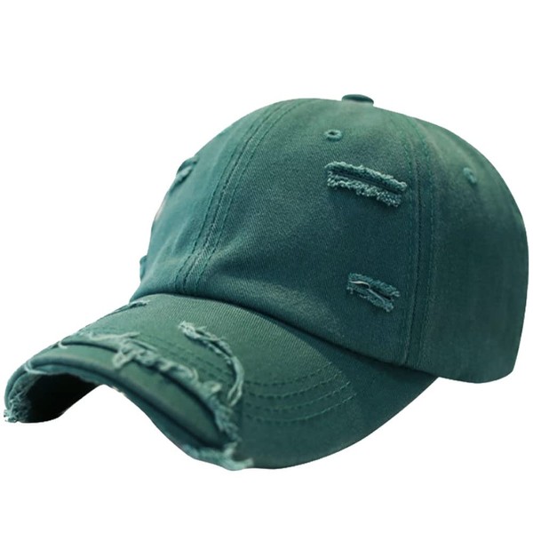 Kangqifen Unisex Distressed Rip Torn Washed Cotton Baseball Cap Adjustable