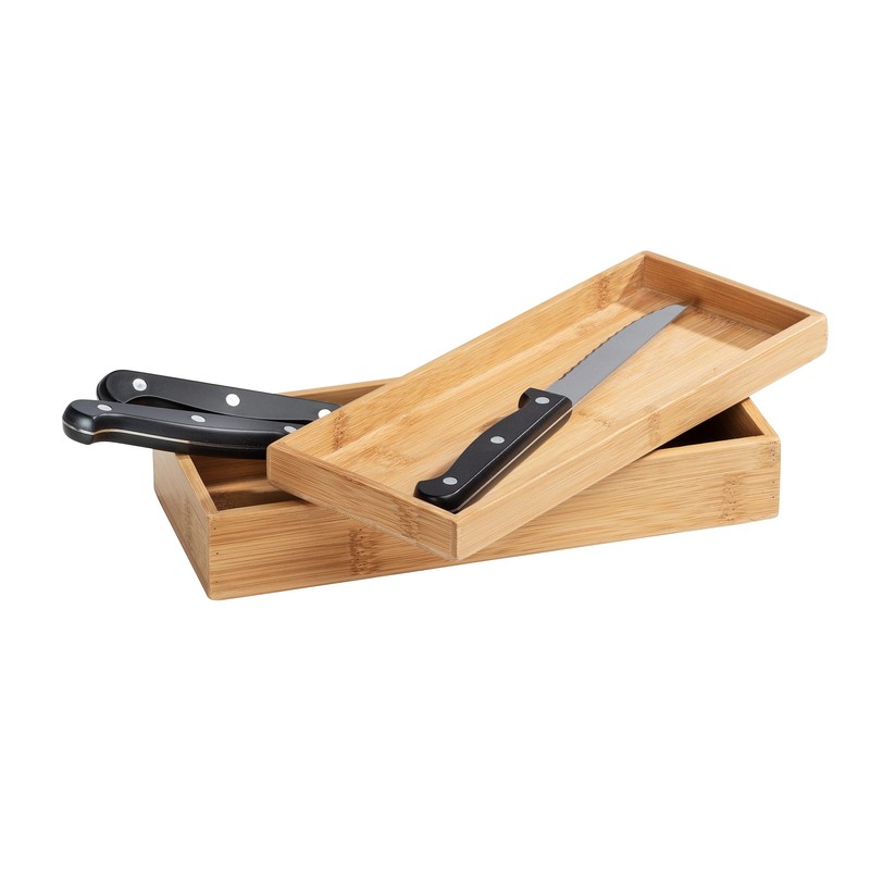 Wenko Bamboo Organiser Terra 3 Compartments -Storage Box, Bathroom Basket,