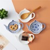 Sizikato 4pcs Blue and White Porcelain Tea Bag Holder Tea