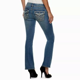 Apt. 9 Women’s Bling Bootcut Fleur De Lis Stretch Metallic Jeans Size 10 NEW $64