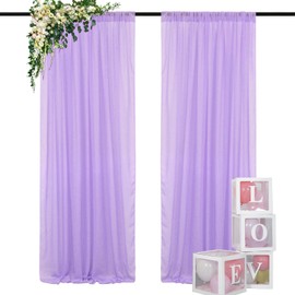 DUOBAO Lavender Chiffon Backdrop Curtain-2 Panels 29"x120" Wide 74cm by 300cm Length Sheer Wedding Backdrops Drapes Beach Curtains for Living Room Voile Window Drape Polyester Photography Background