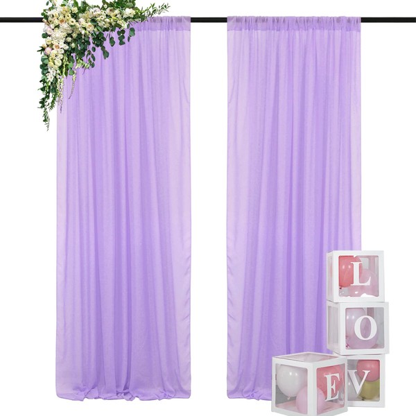 DUOBAO Lavender Chiffon Backdrop Curtain-2 Panels 29"x120" Wide 74cm by