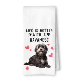 ArtisaEura Havanese Dog Kitchen Towels, Havanese Gifts for Women Dish Tea Towels for Kitchen Decor, Dog Lovers Mom Gifts Decorative Hand Towel for Bathroom, 16x24 Inches