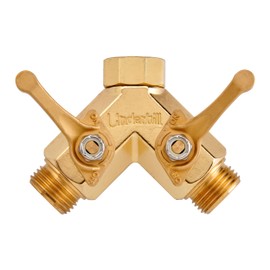 Underhill Garden Y Hose Splitter 2 Way, Heavy Duty Bib Faucet Spigot Connector with Water Shut Off Valves, Metal, 30 GPM, 3/4-Inch Thread, A-HB2HF