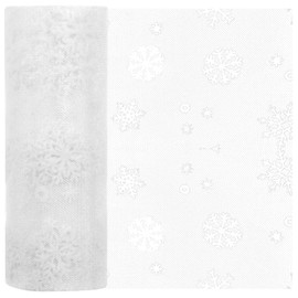 Christmas Organza Ribbon Roll Glitter Sheer Snowflake Ribbon for Christmas Tree Ornaments Wrapping Party Decorations White 15cm 10Yards