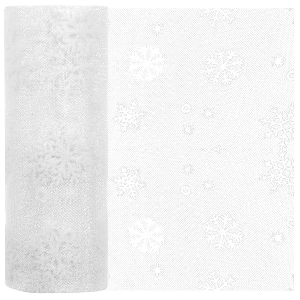 Christmas Organza Ribbon Roll Glitter Sheer Snowflake Ribbon for Christmas