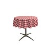 LA Linen Polyester Gingham Checkered 51-Inch Round Tablecloth, Red/White, 129.5