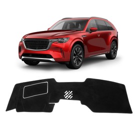 KUST Car Dash Cover for Mazda CX-90/CX90 2024 2025 with HUD Polyester Non-Slip Center Console Dash Cover Interior Accessories for Mazda CX-90/CX90 Custom Fit Dash Mat Sunshade Windshield Glare Black