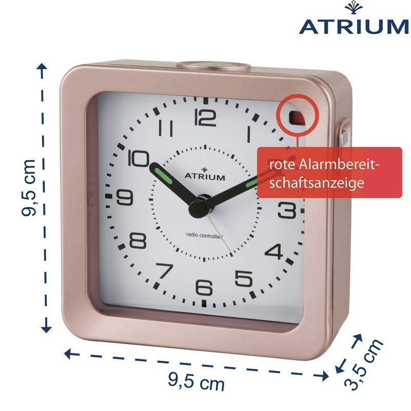Atrium Funkwecker Analog Quarz ohne Ticken mit Licht und Snooze