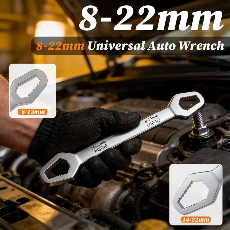 2Pcs Universal Self Adjusting Wrench 8–22mm Dual-Ended Self-Tightening Multifunctional Sink