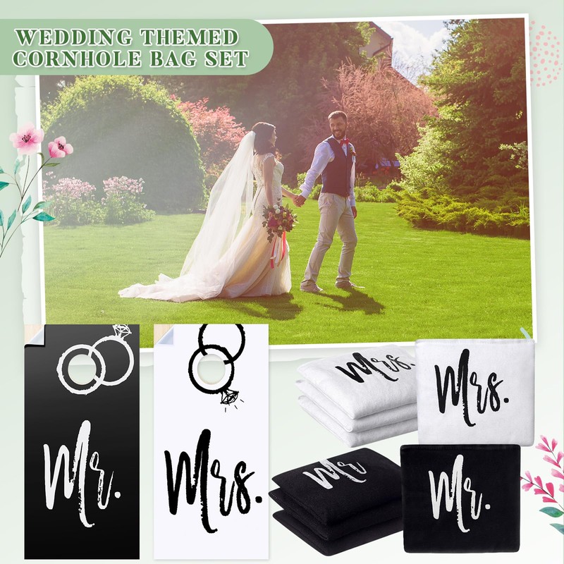 JolliLudo 11 Pcs Wedding Cornhole Set for Reception, Mr &