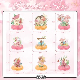 Bubaxuce Feen Waben Table Decoration Birthday Decorations - 9 Pieces Fairy Party Table Adornments for Tables, Butterfly Flowers Fairy Theme Celebration Ornaments, My Fair