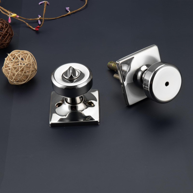 STARPY Polished Chrome Door Knobs with Square Rosette, Pismo Door