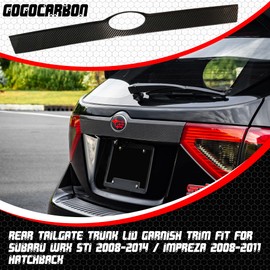 GOGOCARBON Rear Tailgate Trunk Lid Garnish Exterior Overlay Cap Trim Compatible for Subaru WRX STI/WRX 2008-2014 Hatchback Real Dry Carbon Fiber Lightweight with UV-Resistant Clear Coating(1PC)