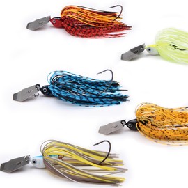 EXAURAFELIS 5pcs Fishing Lures Chatterbaits Fishing Bladed Jig Head Lures Fishing Bait Bass Lure Fishing jig Lures with Skirt Point Hook