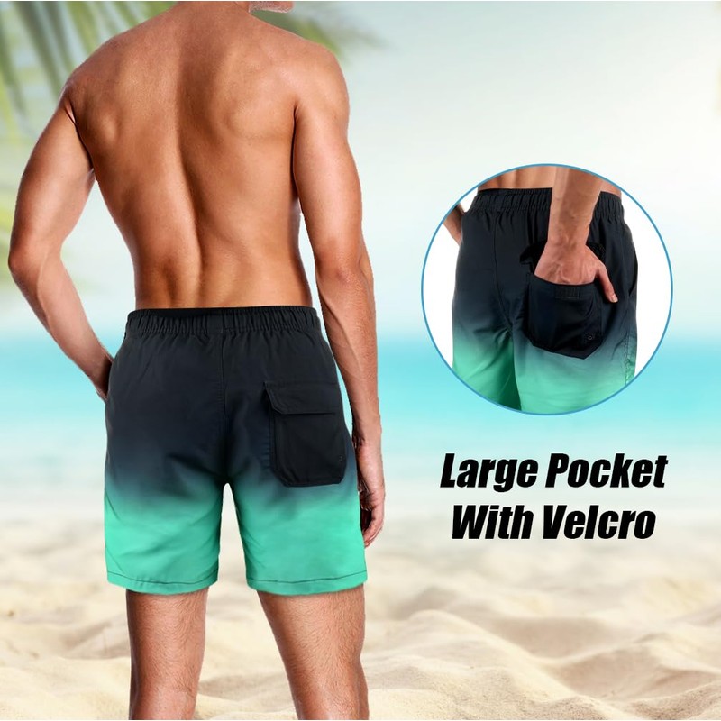 flintronic Men's Swimming Trunks with Compression Liner 2 in 1,