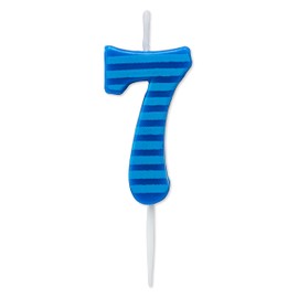 Papyrus Number 7 Birthday Candle, Blue Stripes (1-Count)