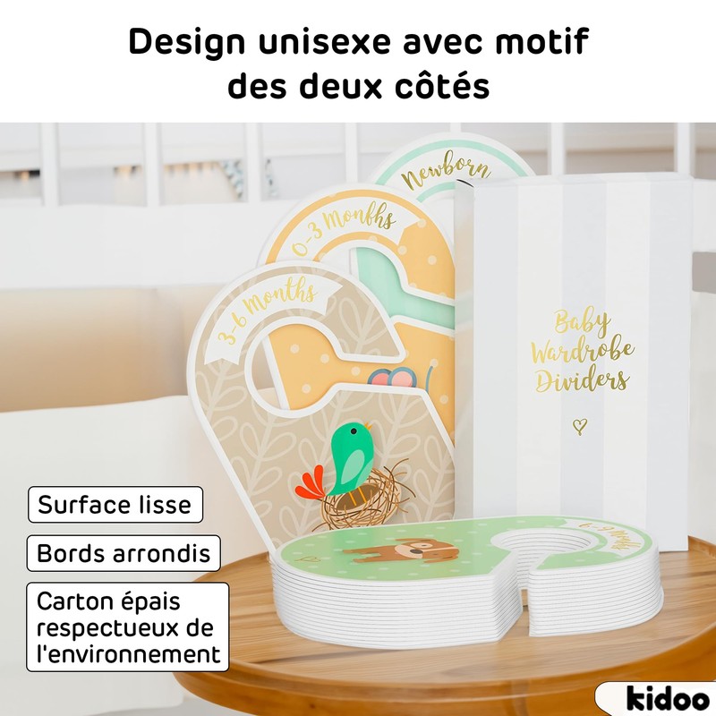 kidoo - Size Dividers for Baby Clothes, Pack of 18