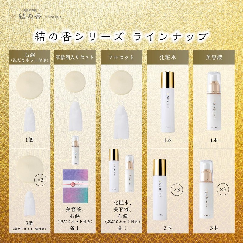 Yuno incense: Japanese paper box set (1 beauty serum, soap,