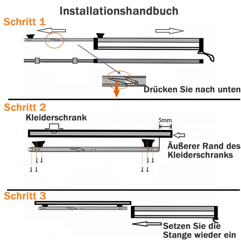 Extendable Telescopic Wardrobe Rail 292 mm