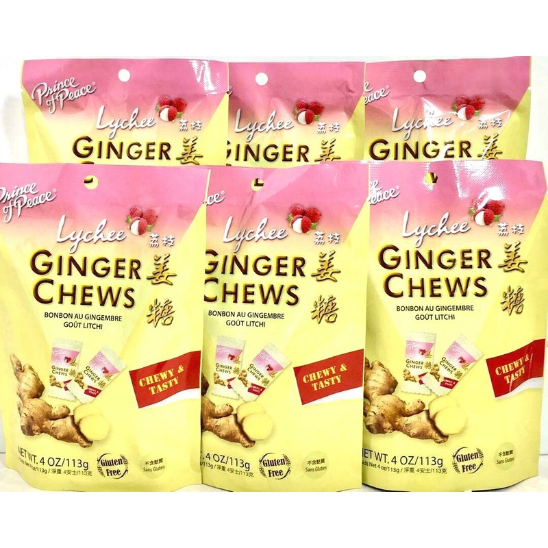 Prince of Peace Ginger Chews Candy with Lychee 4 oz