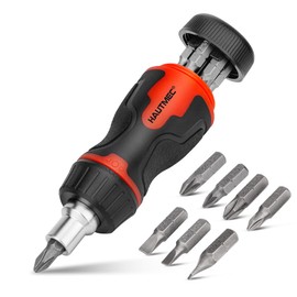 HAUTMEC 7-in-1 Stubby Ratcheting Screwdriver Set, Multi Screwdriver Tool All in One, Ratchet Short Screwdriver Set with Multi Bit Screw Driver with Magnetic, Chrome Vanadium Steel Shaft