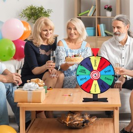 12 Inch Spinning Wheel for Prizes - Prize Wheel, 10 Slots Color Spinner with Stand, Table Prize Wheel Spinner for Trade Shows, Carnivals, and Home Game (12 inch)