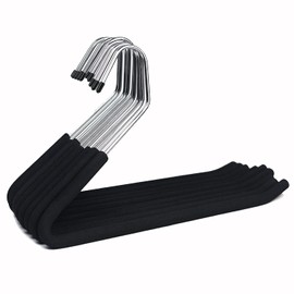 HUJI Heavy Duty Open Ended Easy Slide Chrome Trouser Hangers Organizers (10 Open Ended Easy Slide Hangers)