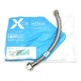 1 x WRAS Approved 300mm 15mm Compression x 3/4" Flexible Pipe Connector Stainless Steel Braided