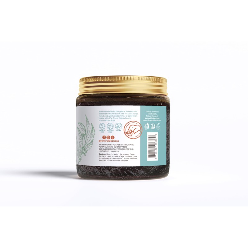 Natural Elephant Moroccan Black Soap With Eucalyptus Essential Oil 200g