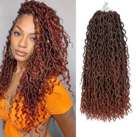 Ahrencan Copper Goddess Faux Locs Crochet Hair With Curly Ends,7 Packs 14 Inch Boho Goddess Locs Crochet Hair,Pre Looped Hippie Locs Crochet Hair For Women Human Hair(14in,7pack T1B/350#)