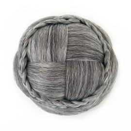 IMISSU Hair Bun Wig – Updo Braided Chignon for Dancers, Donut Hairpiece with Scrunchie, Hair Cover Accessory (Grey)