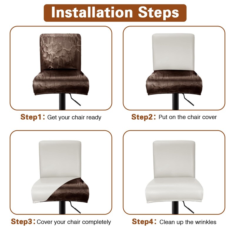 PU Leather Bar Stool Covers with Backs, 4 Pack Stretch
