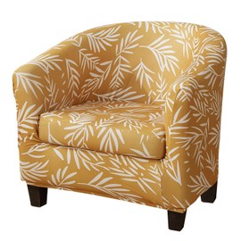 ele ELEOPTION Tub Chair Covers 2 Piece Set - Upgraded IN 1 Design Bucket High Stretch Printed Soft Club Armchair Slipcovers Cafe Bar Office Reception (Print 2), One Size, (WBYT)