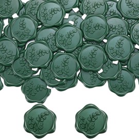 Yoption Eucalyptus Leaf Wax Seal Stickers, 50 Pack Olive Green Wax Seal Stickers Self Adhesive Envelope Seals for Wedding Party Birthday Christmas Invitations
