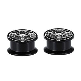 Holibanna 2pcs Stainless Steel Screwed Ear Plugs Tunnel 3D Ghost Head Shaped Punk Ear Stretcher Tunnels Piercing Gauge Earrings for Men Women 10mm Black