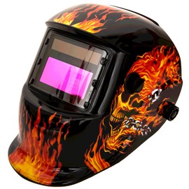 Welding Helmet Auto Darkening : BESTCLUB True Color Solar Powered Hood with Adjustable Shade Range 4/9-13 for Mig Tig Arc Welder Mask (Fire)