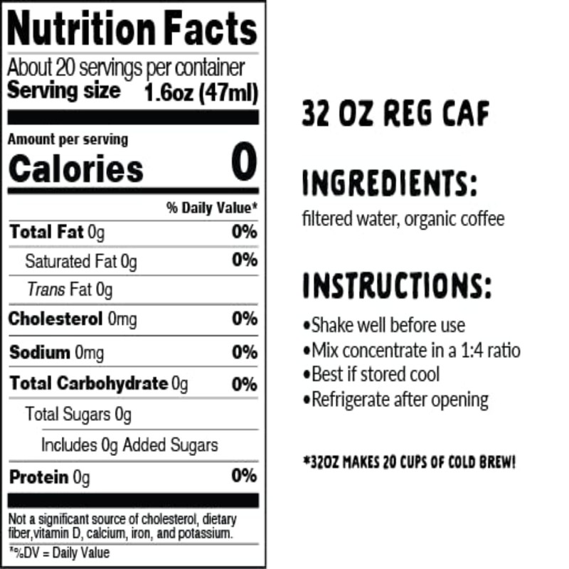 Explorer Cold Brew Organic Liquid Coffee Concentrate, Classic Regular Caffeine,