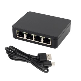 Universal 1 PC 1/4 1000Mbps Black ABS RJ45 LAN Network Splitter Adapter Accessories