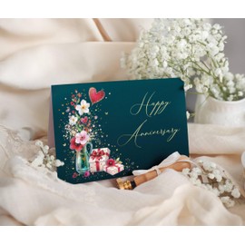 Jolicoon Happy Anniversary card STARDUST - Premium Anniversary Card with Envelope and real Wax Seal