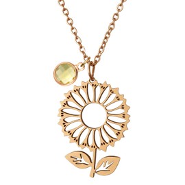 Malihome Rose Gold Sunflower Necklaces for Women, Inspirational Sunshine Jewelry Gift Ideas for Daughter, Friends, Girlfriend, Stainless Steel, Zircon