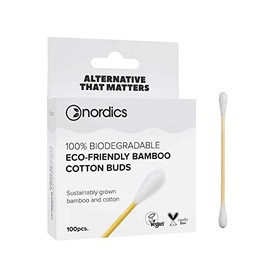 Nordics Organic Care Organic Cosmetic Sticks Bamboo with Organic Cotton White
