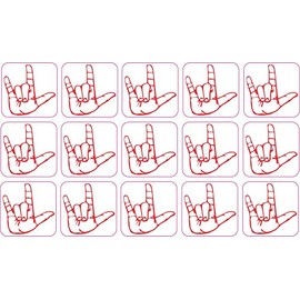 StickerTalk Red ASL I Love You Vinyl Stickers, 1 Sheet of 15 Stickers, 1 inch by 1 inch Each
