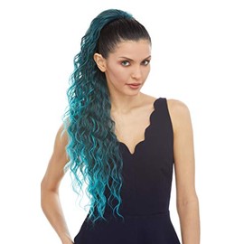 Glow Ponytail Color 2 Darkest Brown - Sepia Wigs 27" Long Layered Wavy Heat Friendly Synthetic African American Pony Drawstring Hair Piece Ariana Cola de Caballo