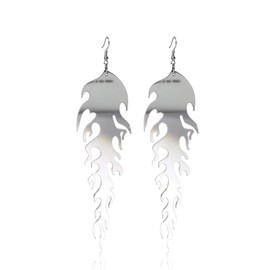 Transparent Acrylic Flame Dangle Earrings Dainty Multicolor Earrings Punk Rock Hip Hop Earrings for Women Jewelry(Silver)